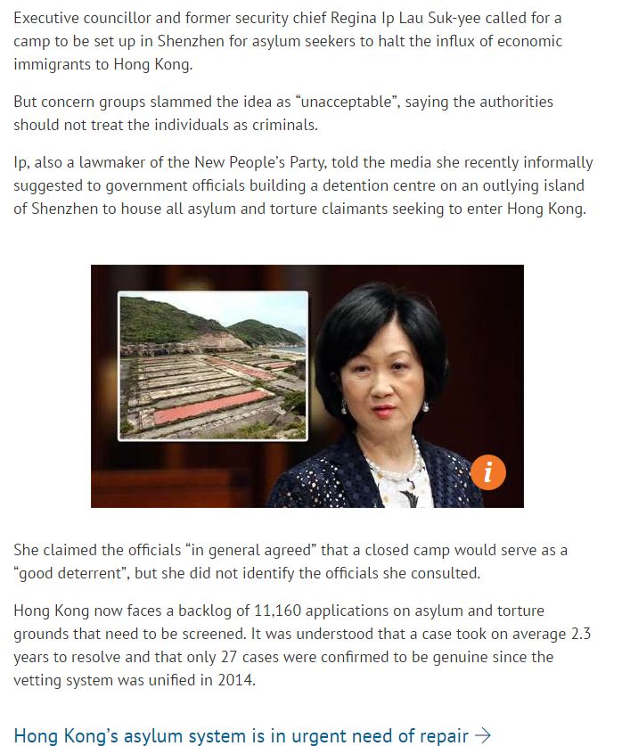 SCMP 21 March 2016 Build Detention Camps for all Refugees In Shenzhen