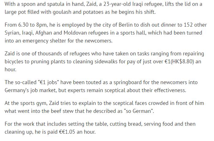 SCMP 16th May, Germany Puts Refugees To Work