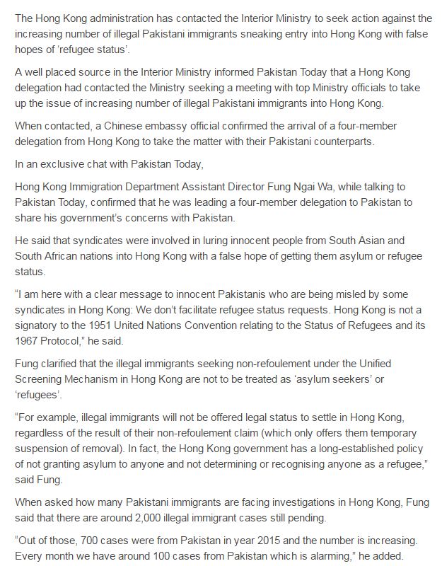 Pakistan Today, Hong Kong Seeks Help From Pakistan