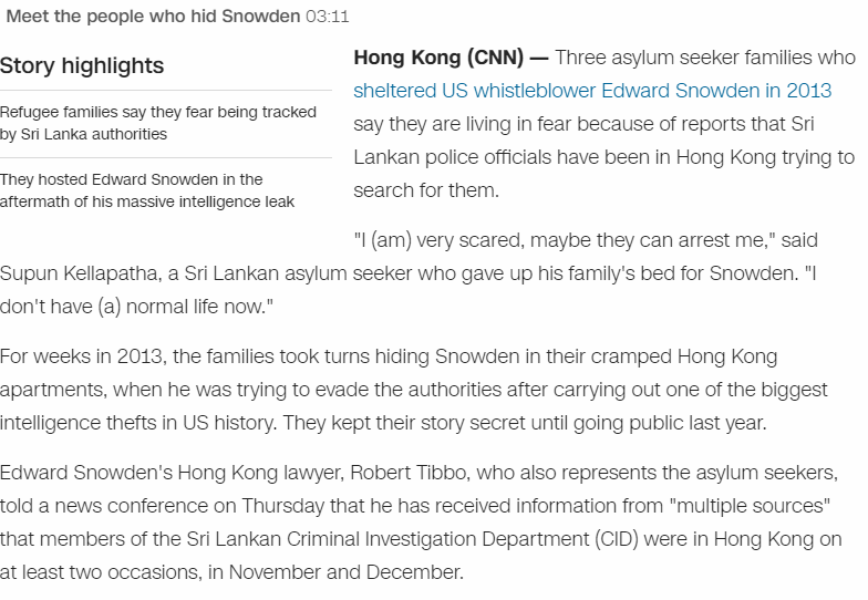 CNN Snowden Sri Lanka fears story