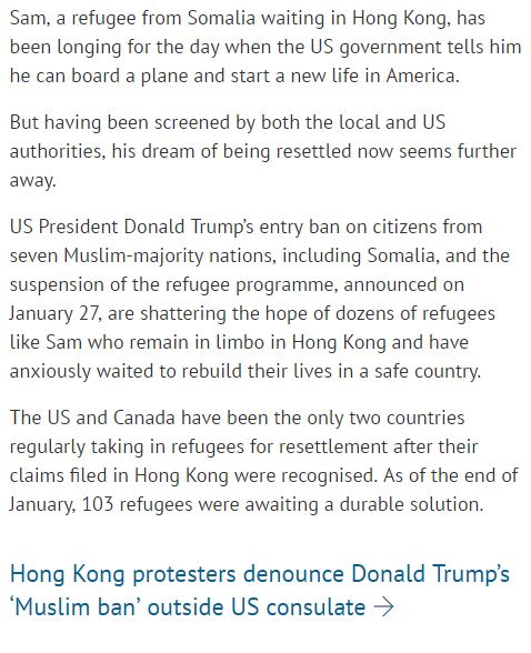SCMP Trump Ban on refugees
