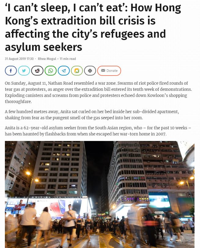 HK crisis is affecting refugees - 19Aug2019